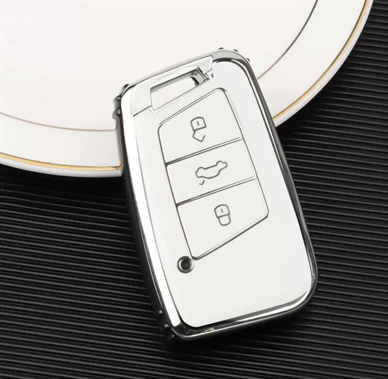 2 Stück Autoschlüssel Hülle Schlüssel Hülle Kompatibel für VW Golf 7  Schlüsselhülle Cover Yosemy 3 Tasten Auto Schlüssel Silikon Cover Schwarz +  Weiß